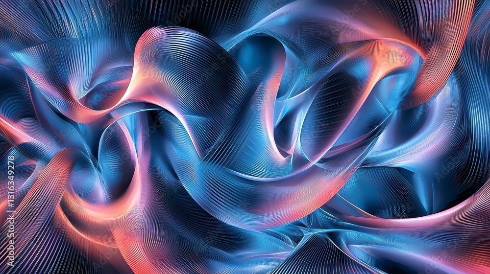 Poster abstract fluid flow: a vibrant and dynamic abstract background of intertwining lines and curves, ren