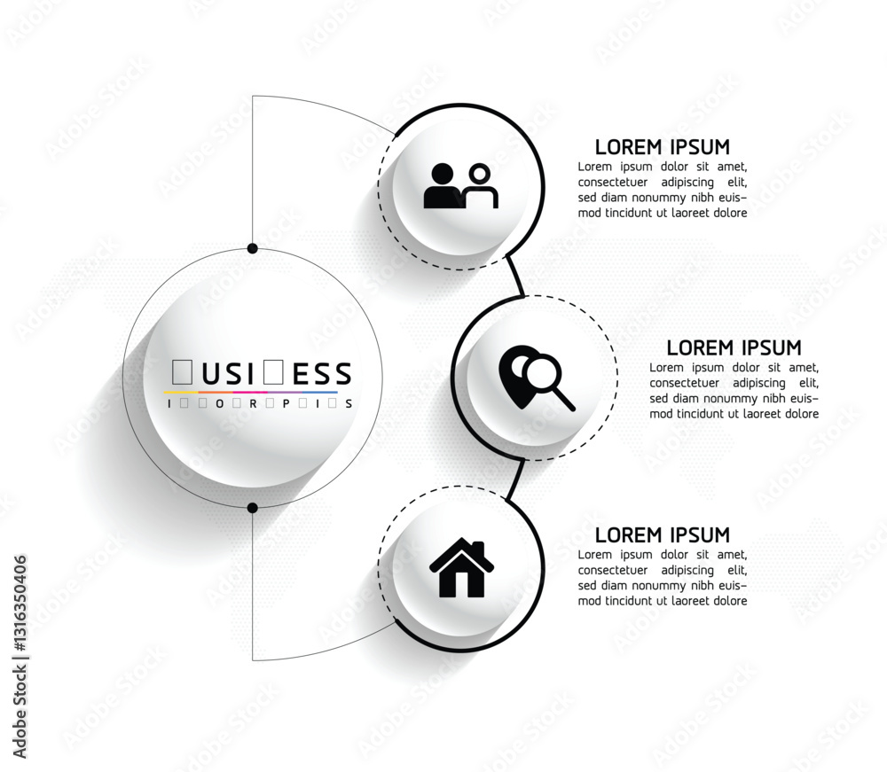 Wall mural vector business presentation connecting steps infographic template