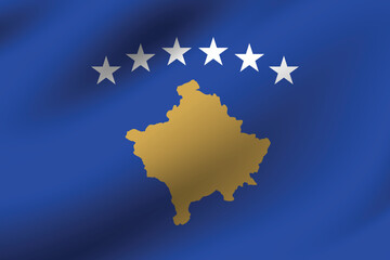 Kosovo flag official colors and proportion digital vector illustration. Pleated flag.