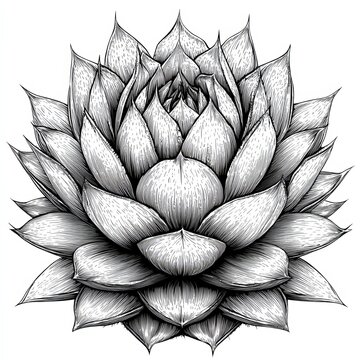 black and white succulent plant drawing clip art preview