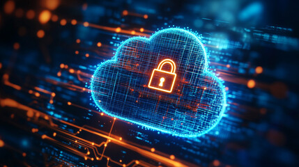 Secure cloud computing data network digital technology abstract background web safe cyber server