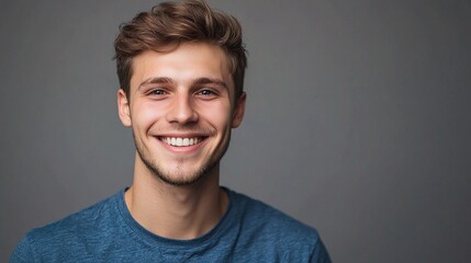 Fototapeta premium Close-up Portrait of Cheerful Young Man with Bright Smile