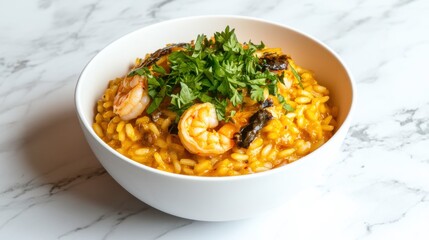 Delicious Saffron Risotto with Shrimp and Parsley