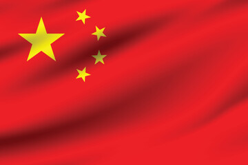 The flag of the People's Republic of China. The official ratio. The wavy flag. Standard size. Standard color. Flag icon. Digital illustration. Computer illustration. Vector illustration.