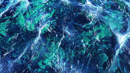 Water waves pattern texture, rough sea waves surface detailed 3d illustration.