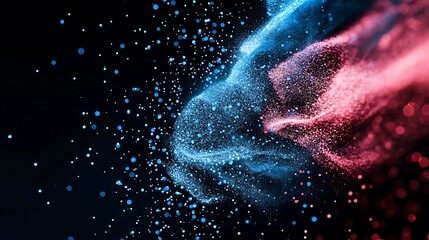 Abstract Blue and Red Particle Flow: 3D Render of Dynamic Energy AI Generated