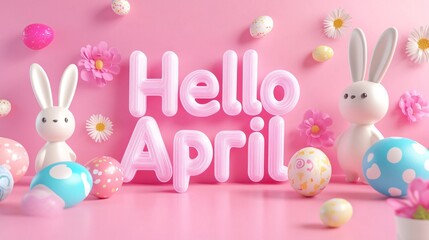 Obraz premium easter bunny, Colorful spring-themed decoration, vibrant pastel colors and fun bunny accents, perfect for seasonal greeting cards and events.