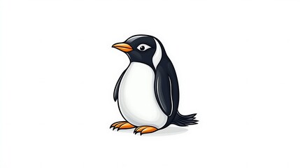 Fototapeta premium Adorable Hand-Drawn Penguin Illustration on White Background AI Generated