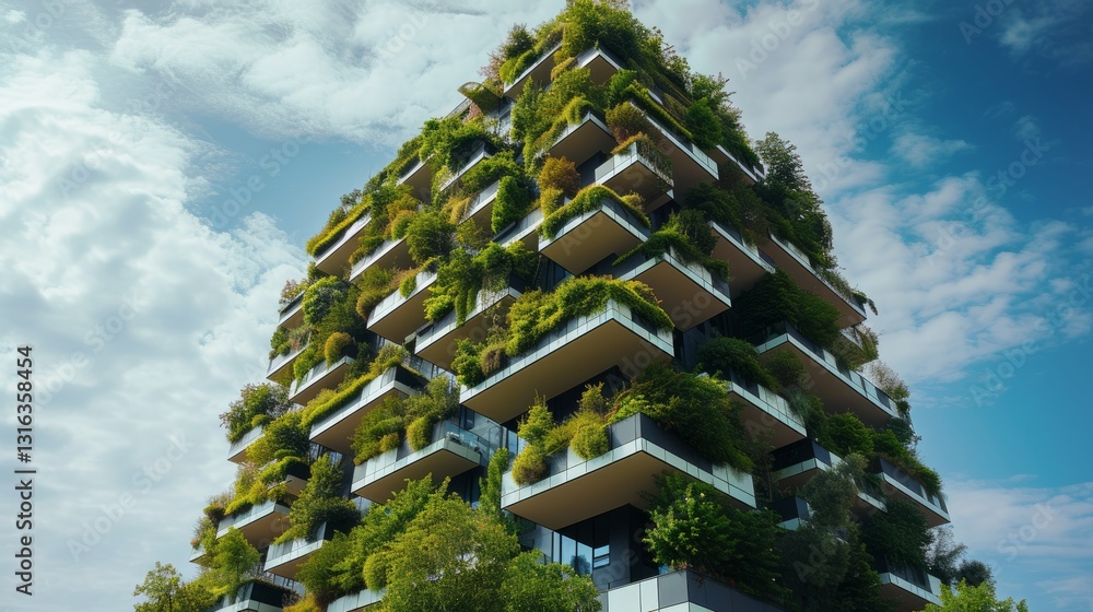Poster modern state of the art apartment building with clean lines and architecture