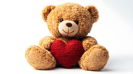 Obraz premium Cute teddy bear holding a red heart.