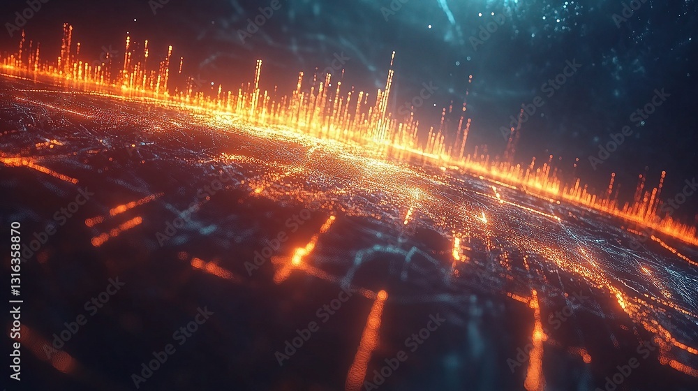 Poster dynamic digital arrow chart with lines and background effects