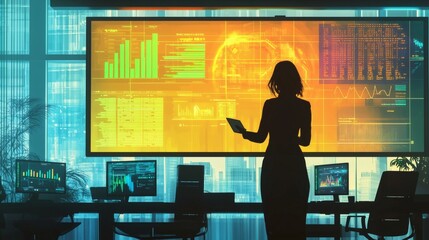 Businesswoman Analyzing Data in a Modern Office Environment