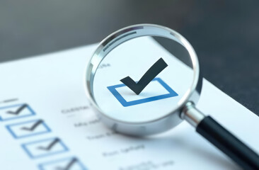 magnifying glass and check mark icon,show check the authenticity of the document,concept of rules of conduct rules and policies company regulations Terms and Conditions