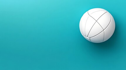 Fototapeta premium White Volleyball on Teal Background: 3D Render AI Generated