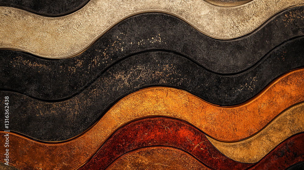 Poster abstract gold black brown wave pattern texture background design art rich dark curve lines style