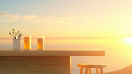 Sunset drinks, ocean view bar.