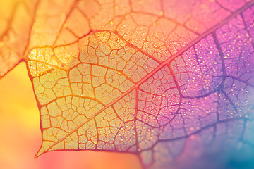 Fototapeta premium Close Up of a Colorful Autumn Leaf with Water Droplets