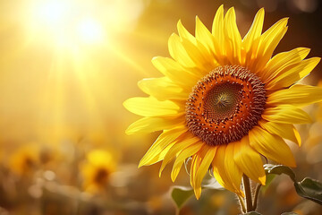 Obraz premium Close Up of a Sunflower with Bright Yellow Petals