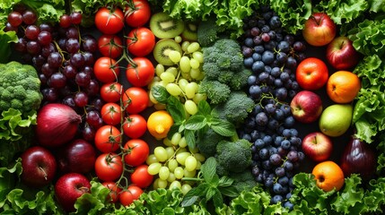 Professional close up look of healthy fruits and vegetables on a clean background with lots of white space