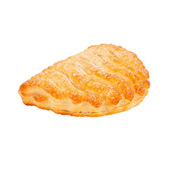 Bun with peach cream close-up on white background