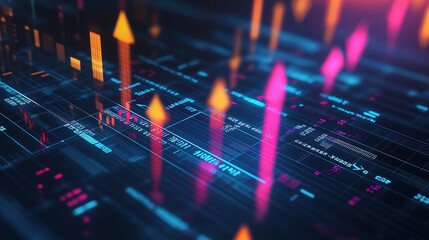 Digital Financial Growth Concept with Colorful Arrows and Lines