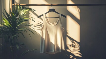 White Tank Top Hanging in Sunlight