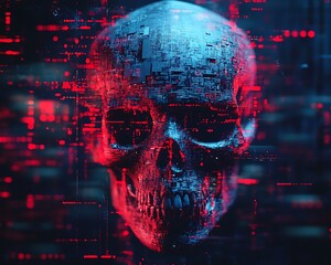 Digital Skull in Cybernetic Matrix