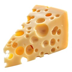 A vibrant, yellow cheese wedge with distinctive holes, showcasing its creamy texture and rich flavor.