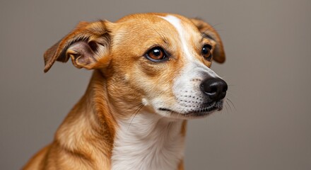 Adorable young dog portrait soft light studio shot. AI Generated