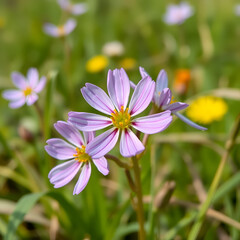 Fototapeta premium Euphrasia alpina flower in meadow, close up