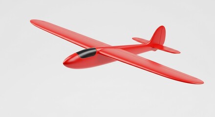 Sleek red glider soars gracefully against soft light background. AI Generated