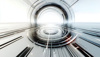 Fototapeta premium Futuristic white background with sleek metallic reflections and sci-fi minimalism