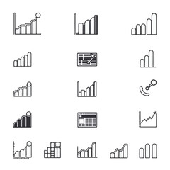 Obraz premium Graph & Chart Icon Set. Fillio Black Icon Series