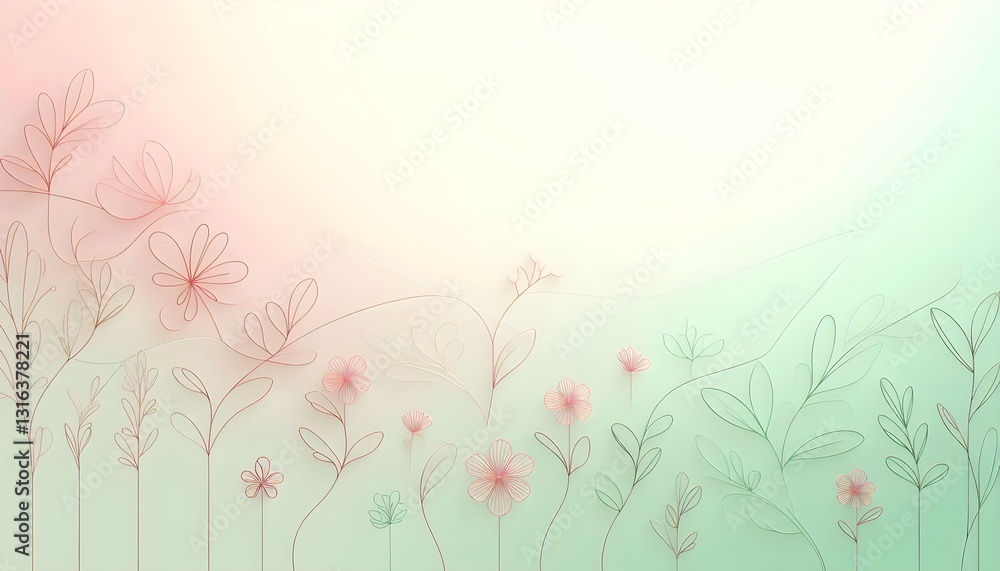 Poster elegant spring-themed background with subtle floral details and a calming color palette