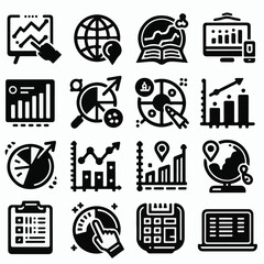 Graph & Chart Icon Set. Fillio Black Icon Series