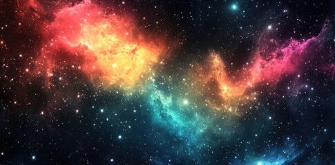 Obraz premium A Vibrant Nebula Displays Cosmic Colors and Numerous Celestial Stars