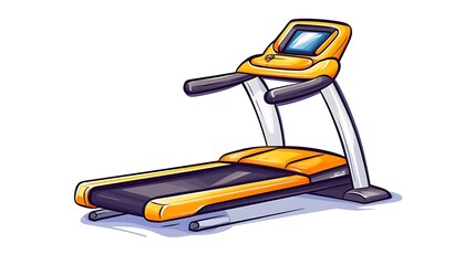 Naklejka premium Vibrant Cartoon Illustration of a Modern Treadmill for Home Fitness AI Generated