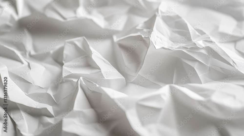 Poster abstract white crumpled paper texture background image up art grey folds light close macro style