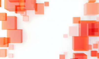 Fototapeta premium Abstract orange and red geometric shapes on white background