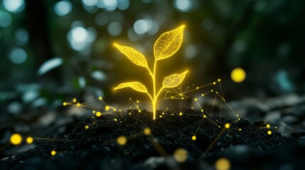 Glowing Cyber Plant: Future Growth 