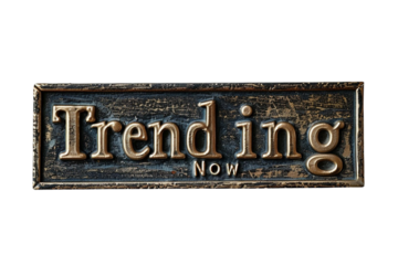 "Trending Now" Text Isolated on Transparent Background