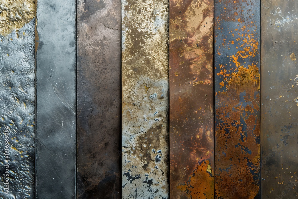 Aufkleber textured metal surfaces showcasing patina rust and weathering effects adding character and uniquenes