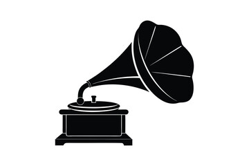Silhouette design of an old gramophone vector art illustration.eps
