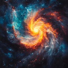 Fiery cosmic swirl in deep space.