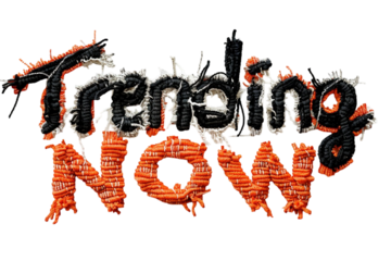 "Trending Now" Text Isolated on Transparent Background