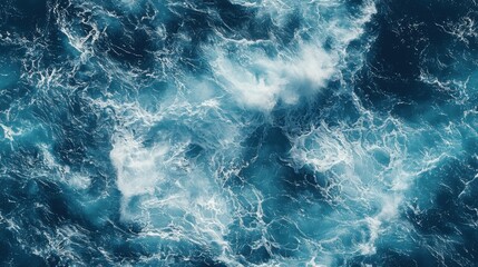 Beautiful blue ocean with foamy white waves crashing gently against the sandy shoreline Seamless Texture