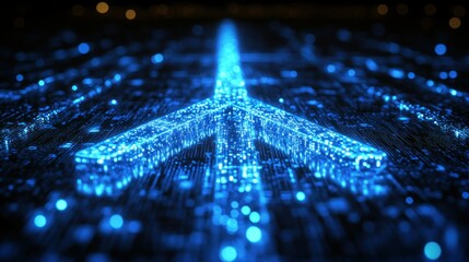 Digital Airplane Symbol on a Circuit Board