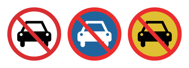 No Car Zone Signs – No Vehicles Allowed, Prohibited Car Entry, Traffic Restriction, Road Safety Symbol, Vehicle Ban, No Parking, Driving Prohibited, Transportation Restriction Sign
