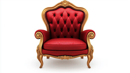 Opulent Red and Gold Throne Chair