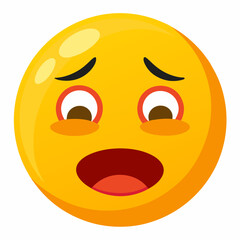 Fototapeta premium Emoticon tired expression showing fatigue against a yellow background